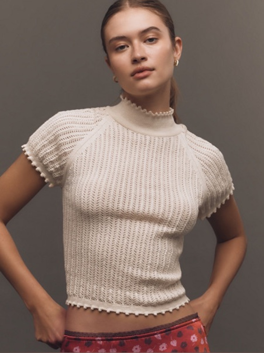 BY ANTHROPOLOGIE Pointelle Mockneck Top